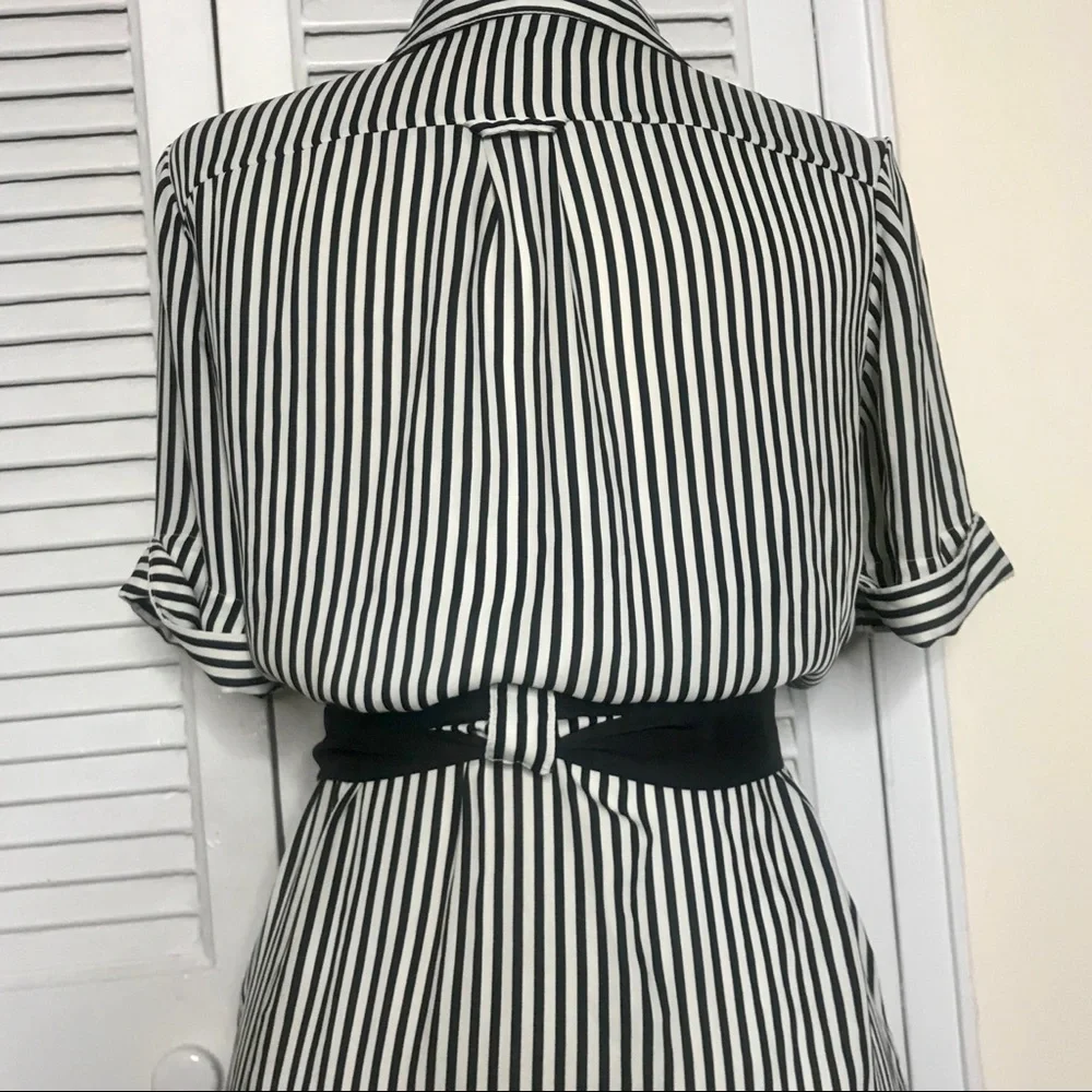 NWOT H&M black and white stripe shirt dress - Picture 4 of 5